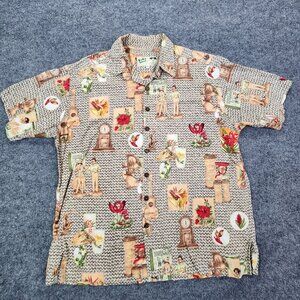 Koko Island Shirt Short-Sleeve Tiki Music‎ Hawaii Hula Floral Rayon XL Mens VTG
